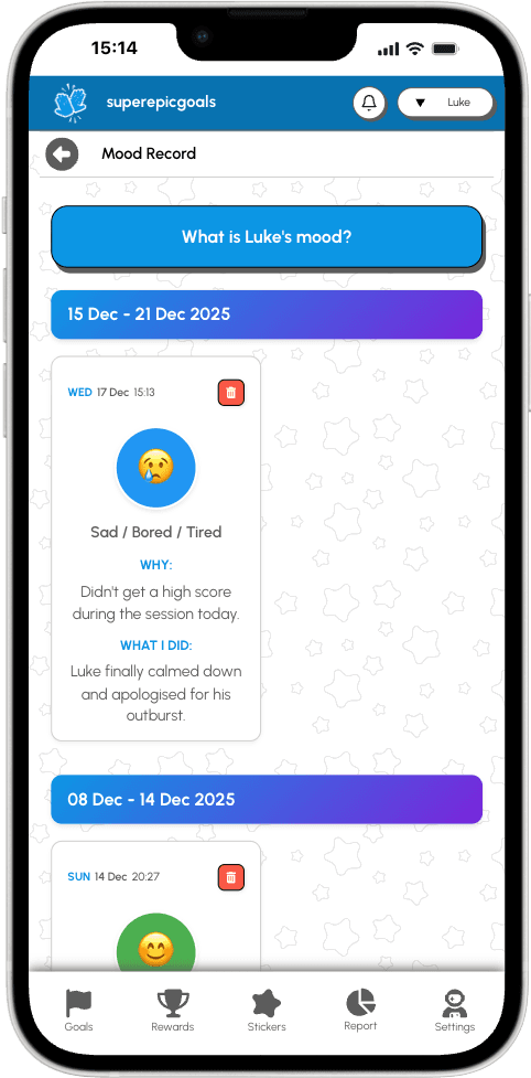 Mood tracking interface for behavioral monitoring