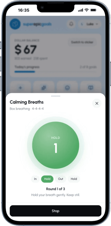 Box breathing, guided.